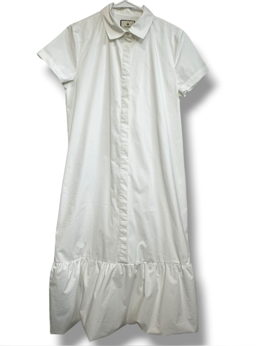 Tuckernuck White Martine Bubble Hem Maxi Shirt Dress Size Medium EUC